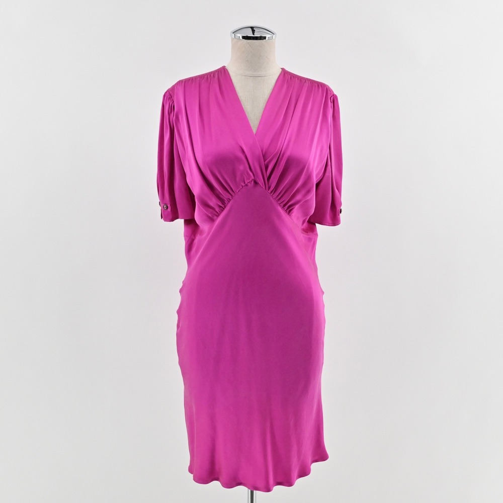 Vtg ABS Pink Silk‎ Dress Size 6 Draped Bust Romantic Cocktail Dopamine Y2k 90s